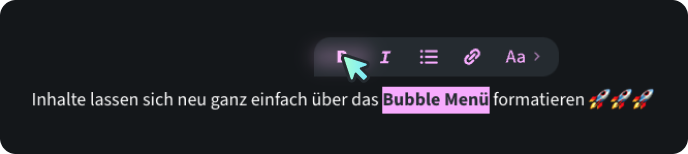 Screenshot des Bubble Menü