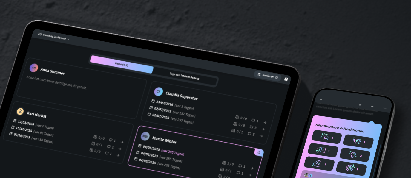 Screenshots Coaching Dashboard